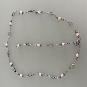 Sterling Silver and Pearl Adjustable Necklace